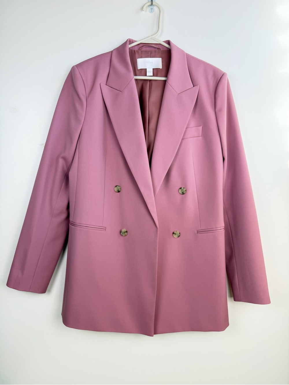 BOSS Hugo Boss Jericoa Stretch Wool Double-Breasted Blazer in Petal Pink US Sz 6 - Picture 3 of 10